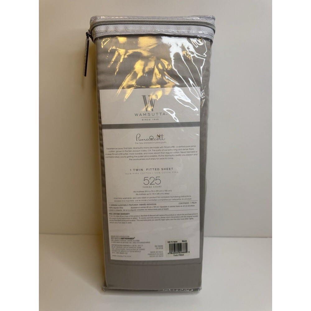 NWT- Wamsutta PimaCott 525 Thread Count Twin Fitted Sheet 18 ‘deep Pocket- Grey